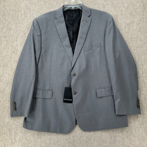 NWT Paul Fredrick Wool Blazer Jacket‎ Mens 48R Sport Coat Pearl Grey